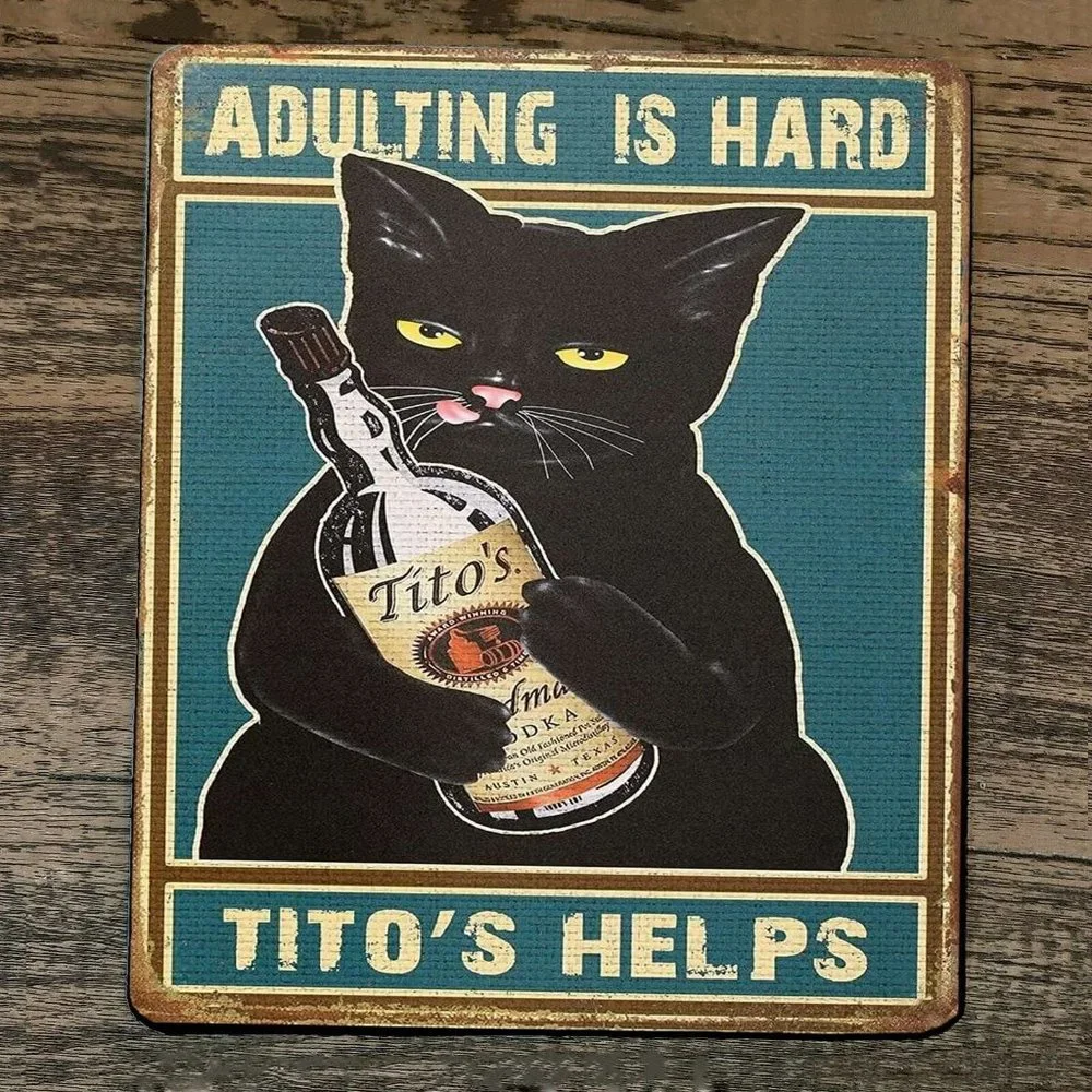 Mouse Pad Adulting‎ is Hard Titos Helps Black Cat
